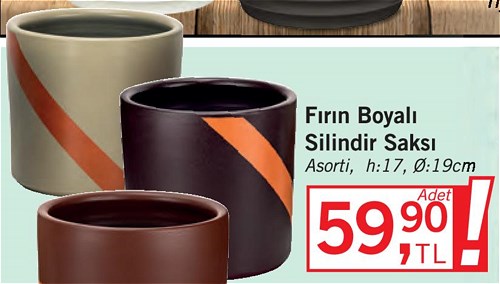 Fırın Boyalı Silindir Saksı h:17 image