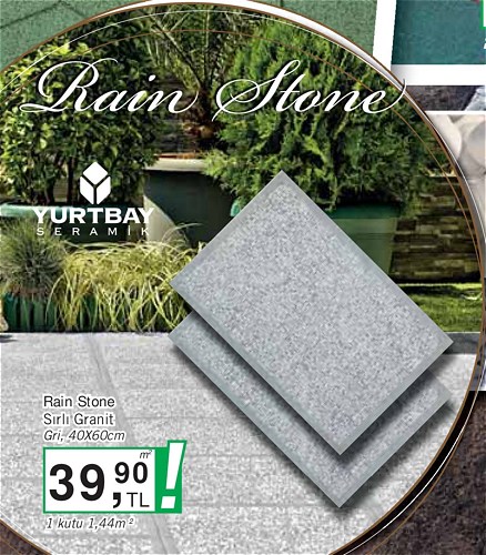 Yurtbay Seramik Rain Stone Sırlı Granit Gri 40x50 cm m² image