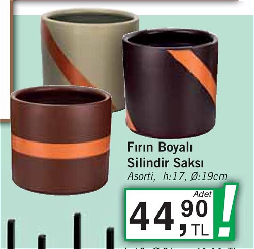 Fırın Boyalı Silindir Saksı Asorti 17 cm image