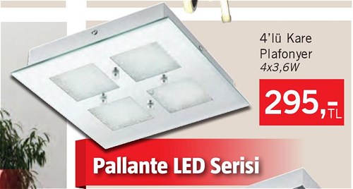 Eglo Pallante Led Serisi 4'lü Kare Plafonyer 4x3,6 W image