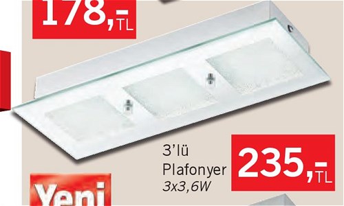 Eglo Pallante Led Serisi 3'lü Plafonyer 3x3,6 W image