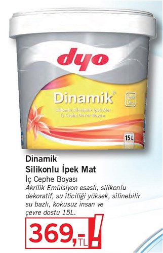 Dyo Dinamik Silikonlu İpek Mat İç Cephe Boyası 15 l image