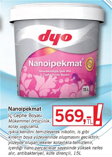 Dyo Nanoipekmat İç Cephe Boyası 15 l image