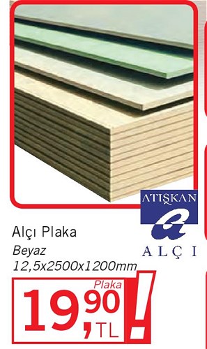 Atışkan Alçı Plaka Beyaz 12,5x2500x1200 mm image