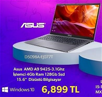 Asus D509BA-EJ077T AMD A9 9425 İşlemci 4/128 GB 15.6 inç Dizüstü Bilgisayar image