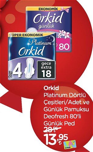 Orkid Platinum Dörtlü Çeşitleri/Adet ve Günlük Pamuksu Deofresh 80'li Günlük Ped image