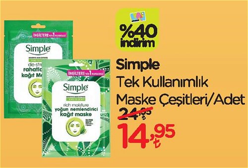 Simple Tek Kullanımlık Maske Çeşitleri/Adet image