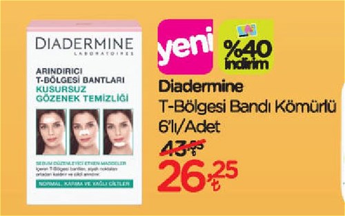 Diadermine T-Bölgesi Bandı Kömürlü 6'lı image