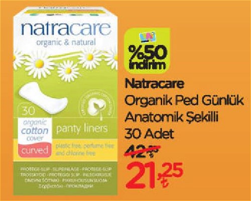 Natracare Organik Ped Günlük Anatomik Şekilli 30 Adet image
