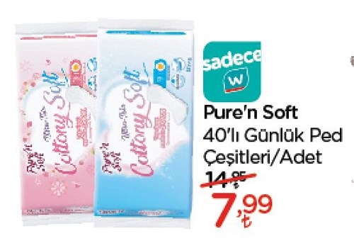 Pure'n Soft 40'lı Günlük Ped Çeşitleri/Adet image