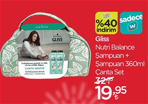 Gliss Nutri Balance Şampuan+Şampuan 360ml Çanta Set image