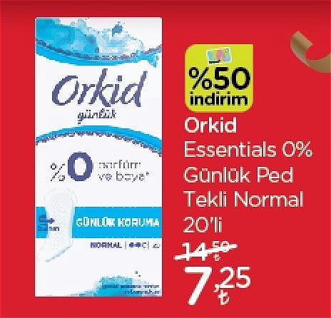 Orkid Essential 0% Günlük Ped Tekli Normal 20'li image