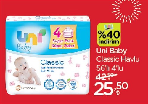 Uni Baby Classic Havlu 56'lı 4'lu image