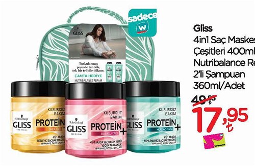 Gliss 4in1 Saç maskesi Çeşitleri 400 ml & Nutribalance Repair 2'li Şampuan 3 image