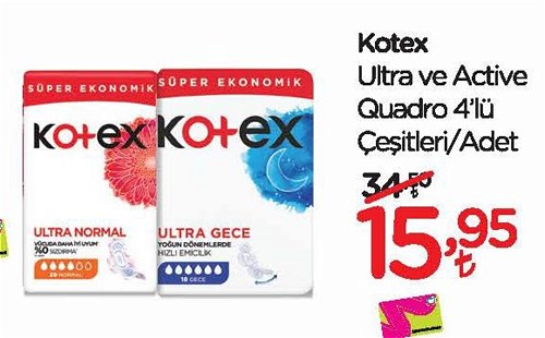 Kotex Ultra ve Active Quadro 4'lü Çeşitleri image