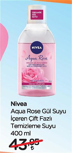 Nivea Aqua Rose Gül Suyu İçeren Çift Fazlı Temizleme Suyu 400 ml image