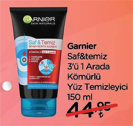 Garnier Saf&Temiz 3'ü 1 Arada Kömürlü Yüz Temizleyici 150 ml image