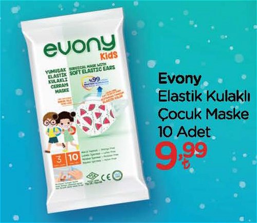 Evony Elastik Kulaklı Çocuk Maske 10 Adet image