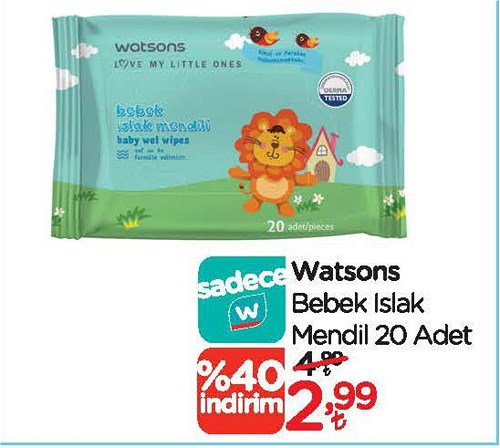 Watsons Bebek Islak Mendil 20 Yaprak image