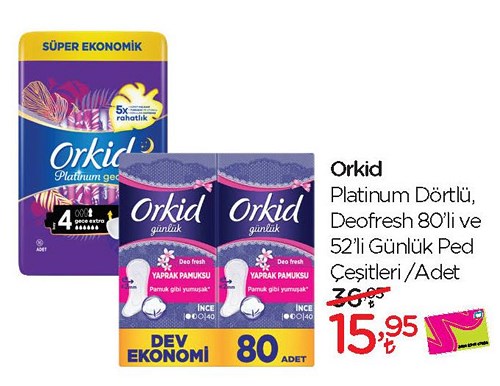 Orkid Platinum Dörtlü Deofresh 80'li ve 52'li Günlük Ped Çeşitleri image