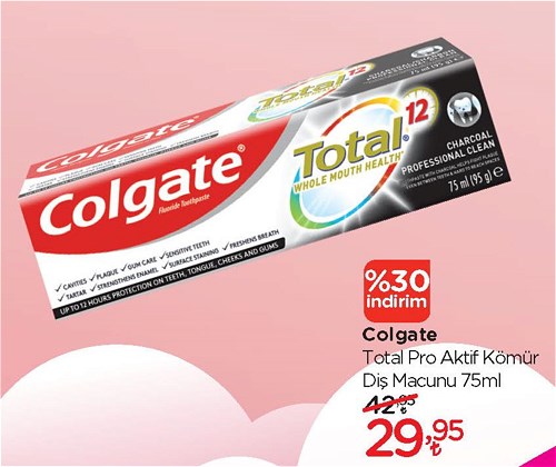 Watsons Colgate Total Pro Aktif Kömür Diş Macunu 75 ml