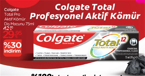 Colgate Total Pro Aktif Kömür Diş Macunu 75 ml image