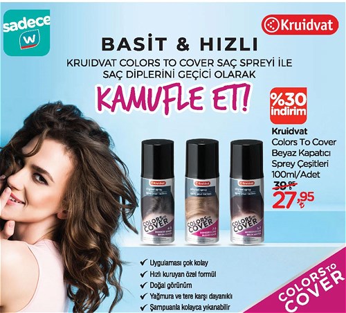 Kruidvat Colors To Cover Beyaz Kapatıcı Sprey Çeşitleri 100 ml image