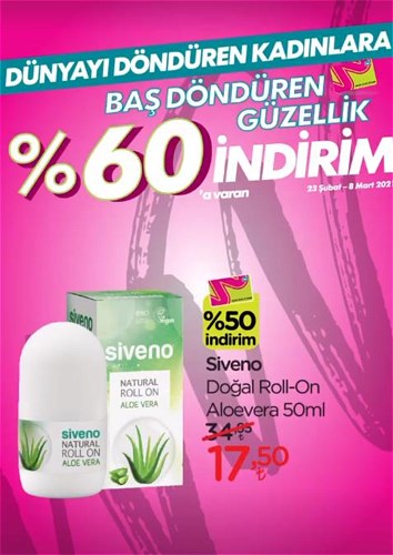 Siveno Doğal Roll-On Aloevera 50 ml image