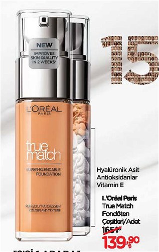 Loreal Paris True Match Fondöten Çeşitleri/Adet image