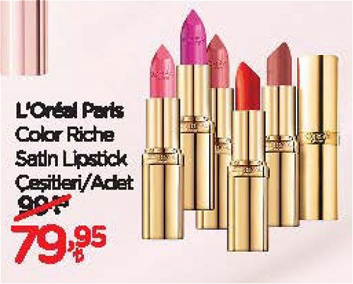 Loreal Paris Color Riche Satin Lipstick Çeşitleri/Adet image