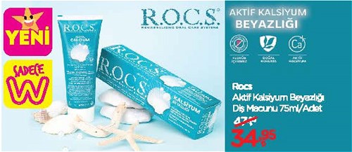 Rocs Aktif Kalsiyum Beyazlığı Diş Macunu 75 ml image