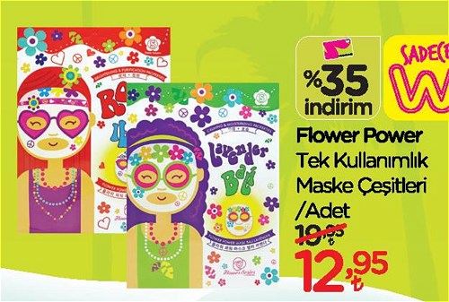 Flower Power Tek Kullanımlık Maske Çeşitleri/Adet image