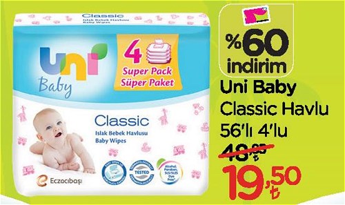 Uni Baby Classic Havlu 56'lı 4'lü image