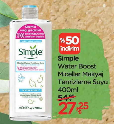 Simple Water Boost Micellar Makyaj Temizleme Suyu 400 ml image