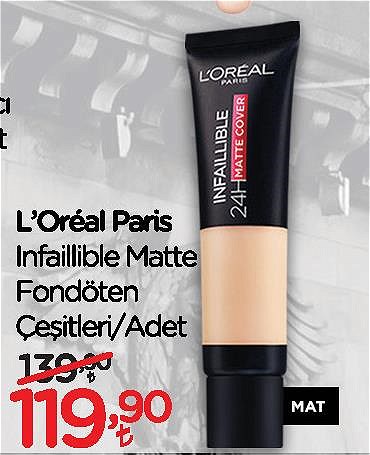 Loreal Paris Infaillible Matte Fondöten Çeşitleri/Adet image