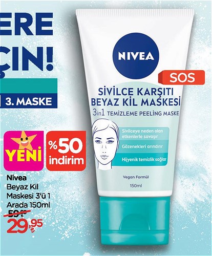 Nivea Beyaz Kil Maskesi 3'ü 1 Arada 150 ml image