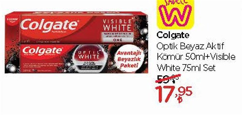 Colgate Optik Beyaz Aktif Kömür 50 ml+Visible White 75 ml Set image