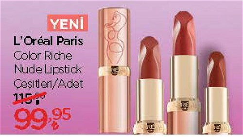 Loreal Paris Color Riche Nude Lipstick Çeşitleri/Adet image