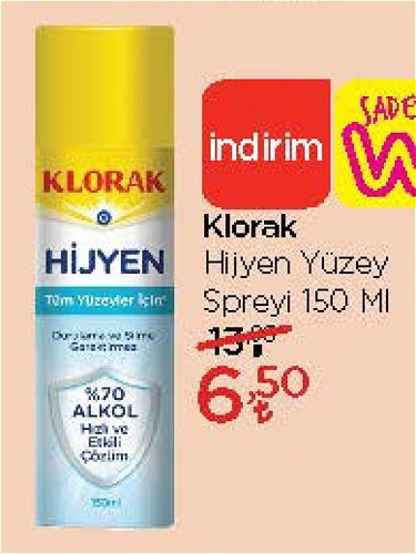 Klorak Hijyen Yüzey Spreyi 150 ml image