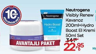 Neutrogena Visibly Renew Kavanoz 200ml+Hydro Boost El Kremi 50ml Set image