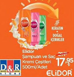 Elidor Şampuan ve Saç Kremi Çeşitleri 500ml/Adet image