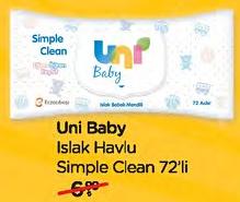 Uni Baby Islak Havlu Simple Clean 72'li image