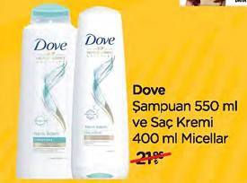 Dove Şampuan 550 ml ve Saç Kremi 400 ml Micellar image