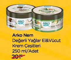 Arko Nem Değerli Yağlar El&Vücut Krem Çeşitleri 250 ml image