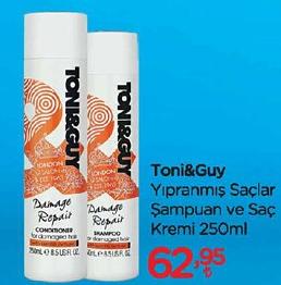 Toni&Guy Yıpranmış Saçlar Şampuan ve Saç Kremi 250ml image