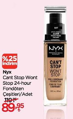 Nyx Cant Stop Wont Stop 24-hour Fondöten Çeşitleri/Adet image