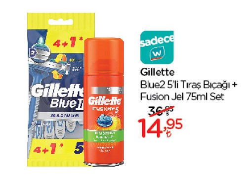 Gillette Blue2 5'li Tıraş Bıçağı+Fusion Jel 75 ml Set image