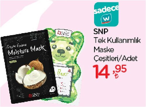 SNP Tek Kullanımlık Maske Çeşitleri/Adet  image