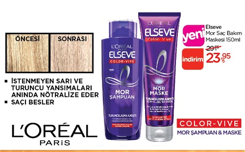 Loreal Elseve Mor Saç Bakım Maskesi 150 ml image