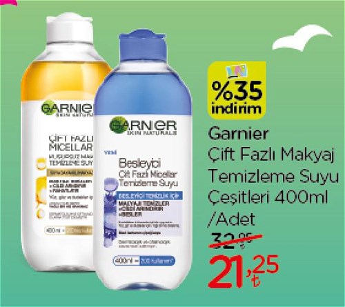 Garnier Çift Fazlı Makyaj Temizleme Suyu Çeşitleri 400 ml image